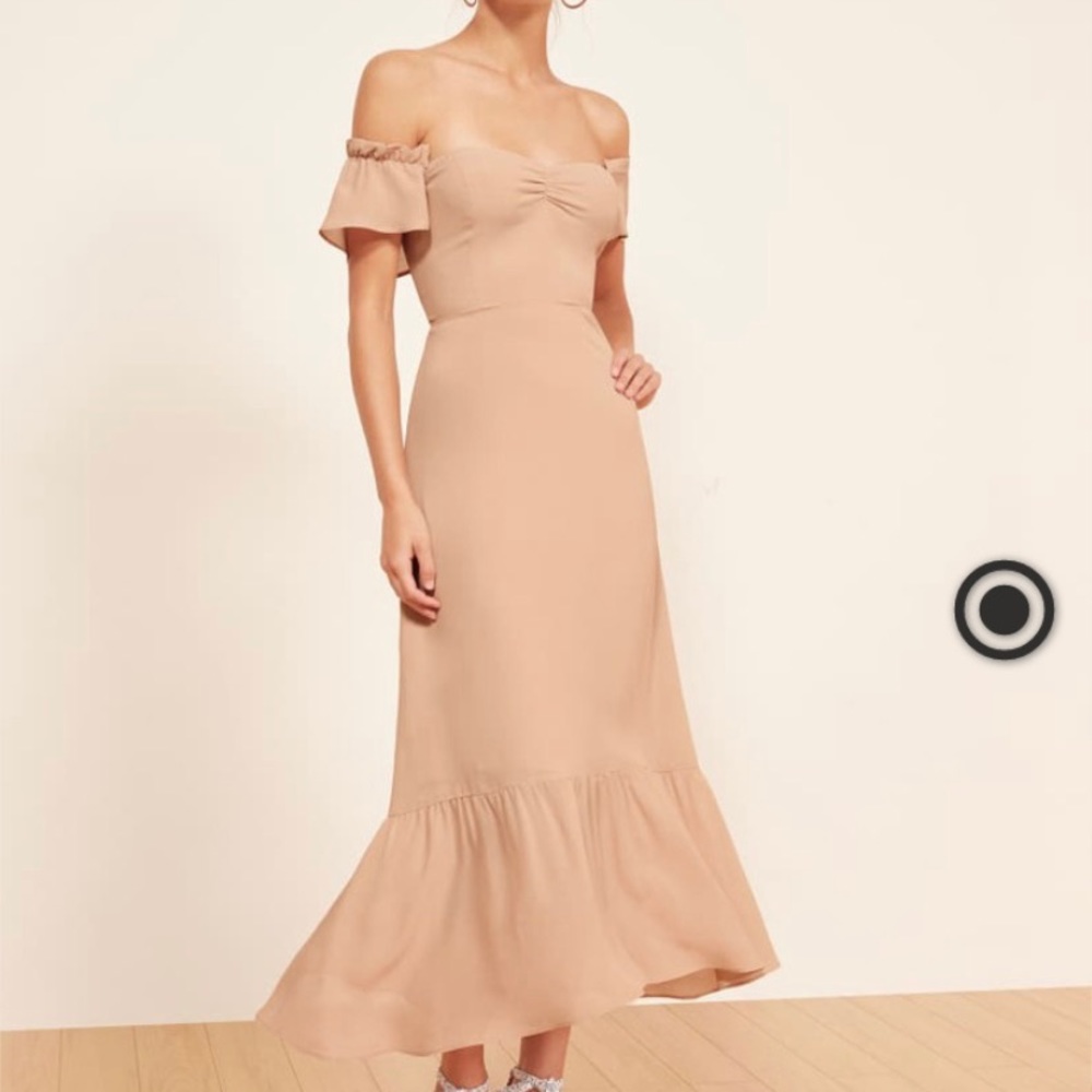 Reformation Blush Off-Shoulder Twist Maxi Dress